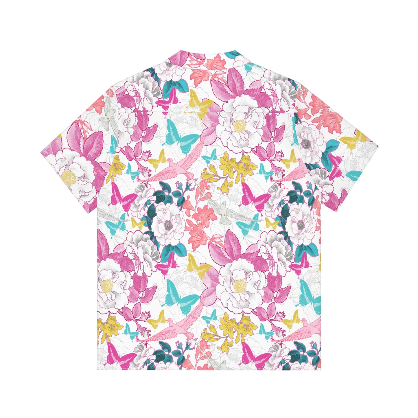 Doves - Colorful Print - Carry On Crow Clothing Co. dove and flower pattern in pink, turquoise, and yellow