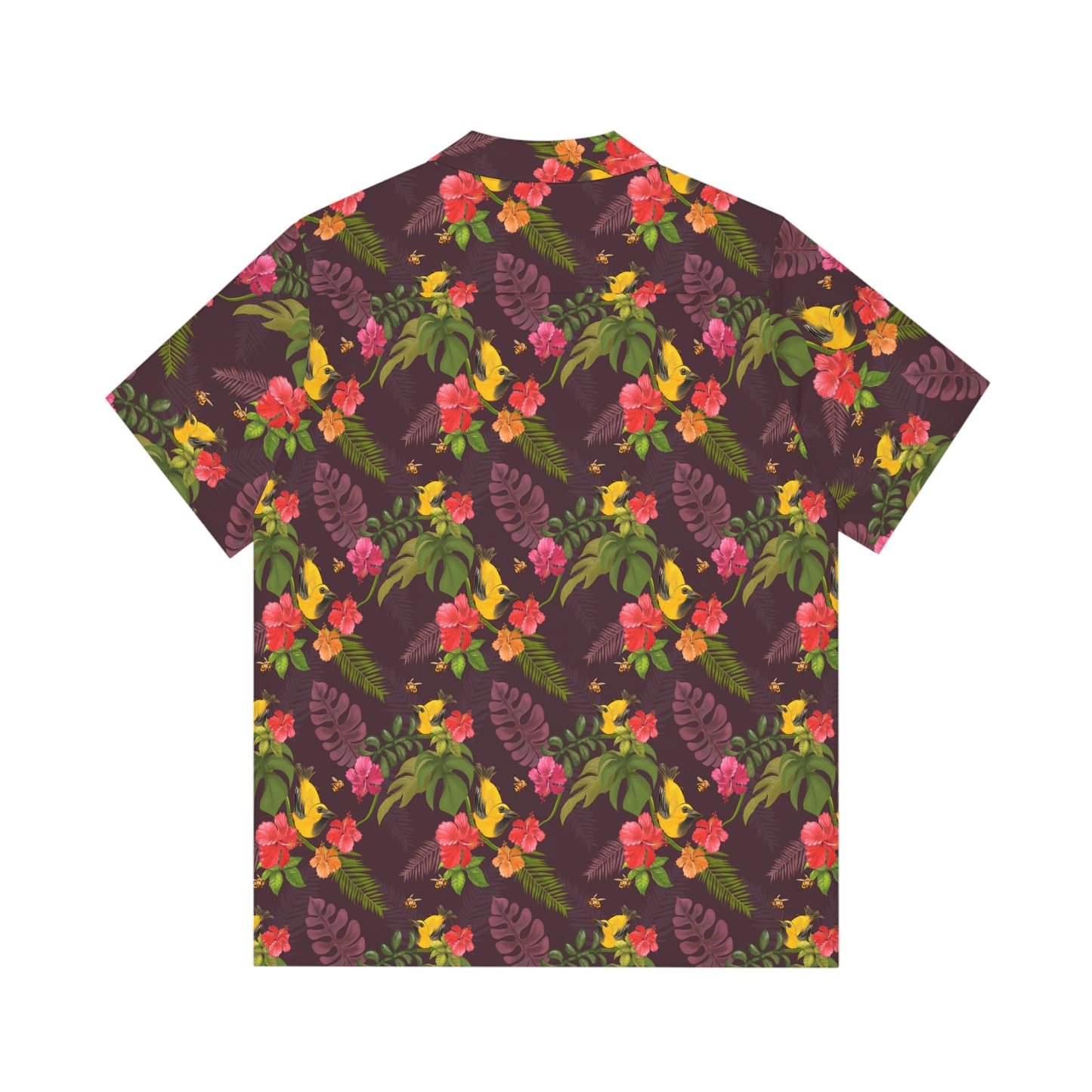 Finches and Bees - Carry On Crow Clothing Co. - hawaiian shirt pattern with finches and bees