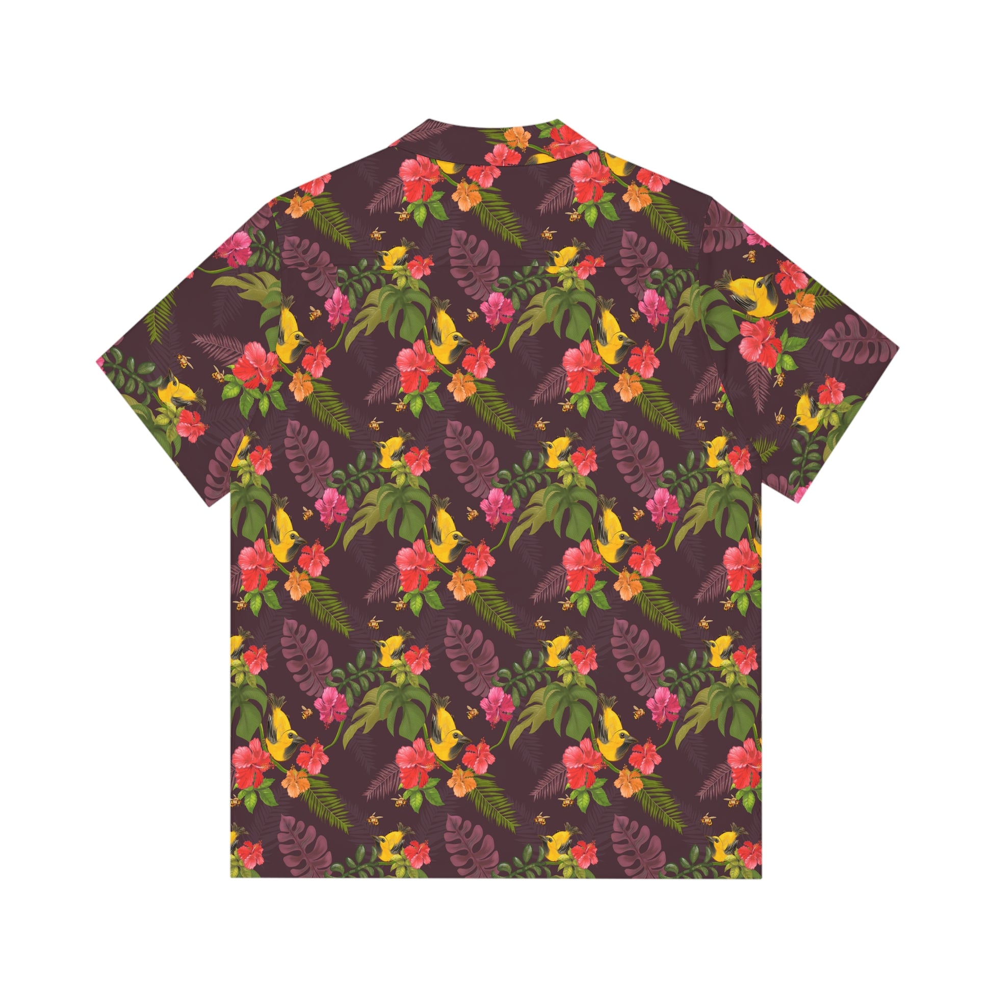 Finches and Bees - Carry On Crow Clothing Co. - hawaiian shirt pattern with finches and bees