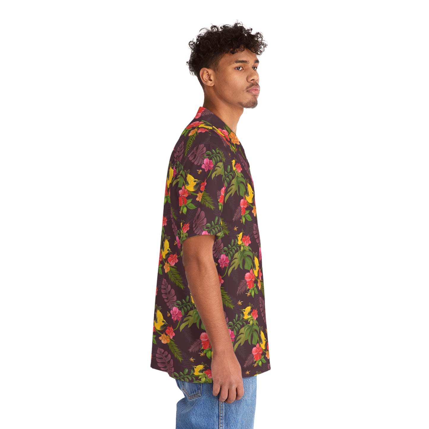 Finches and Bees - Carry On Crow Clothing Co. - button up shirt, summer clothing, hawaiian shirt