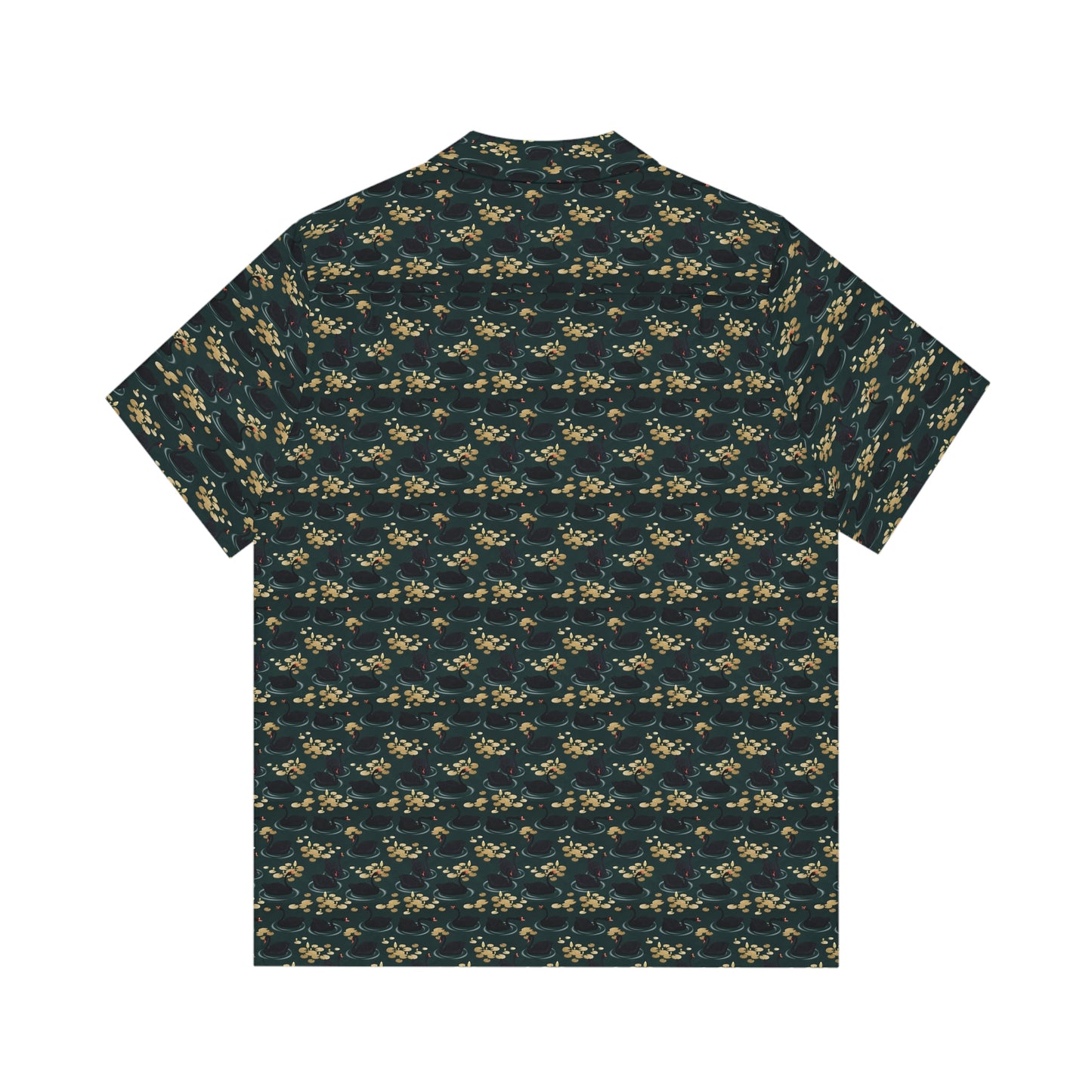 Black Swan Event - Carry On Crow Clothing Co. -  pattern of black swans on a dark green background