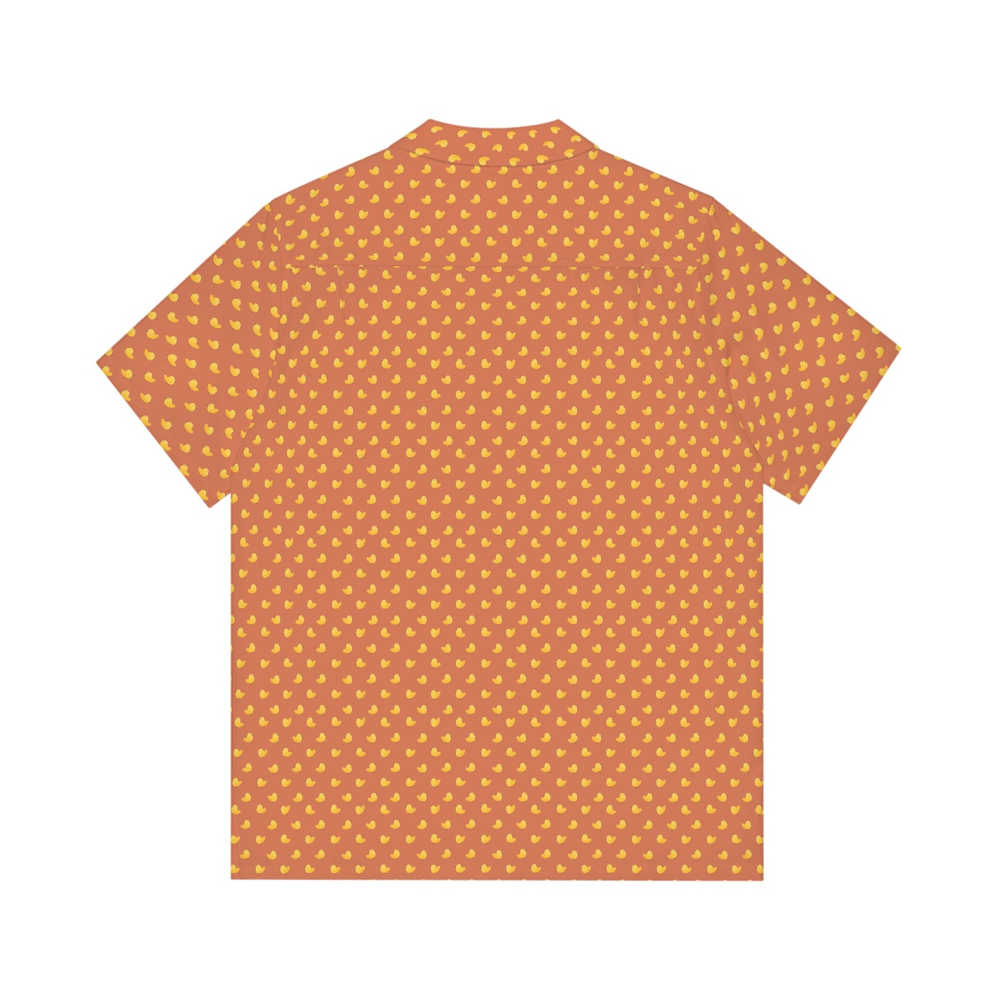 Li'l Chicky - Carry On Crow Clothing Co. - vibrant orange shirt with cute cartoon chick pattern - all over bird print shirt - back - comfortable summer shirt